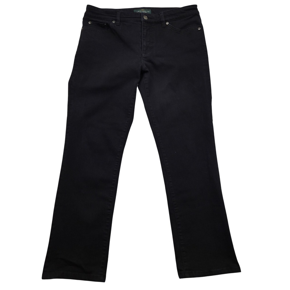 LRL Ralph Lauren Heritage Jean Black Denim Bootcut Pants Womens Size 10